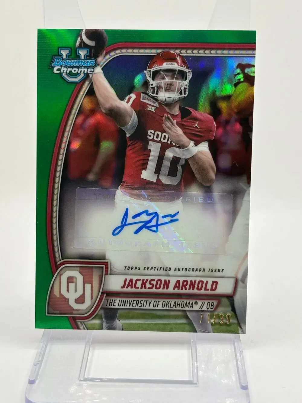 2024 Bowman University Chrome Jackson Arnold Green Refractor Auto 71/99 SP